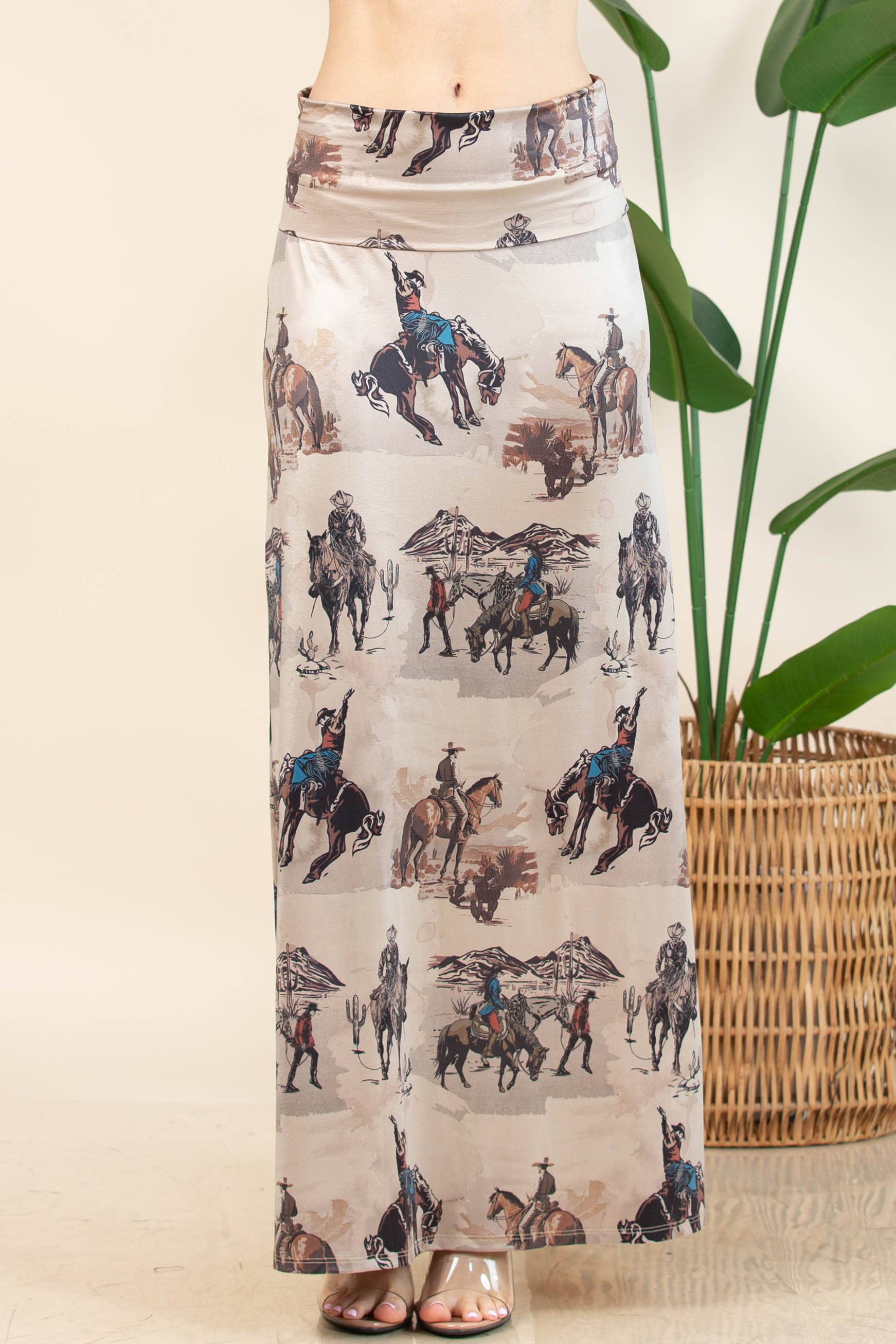 Cowboy Print Maxi Skirt