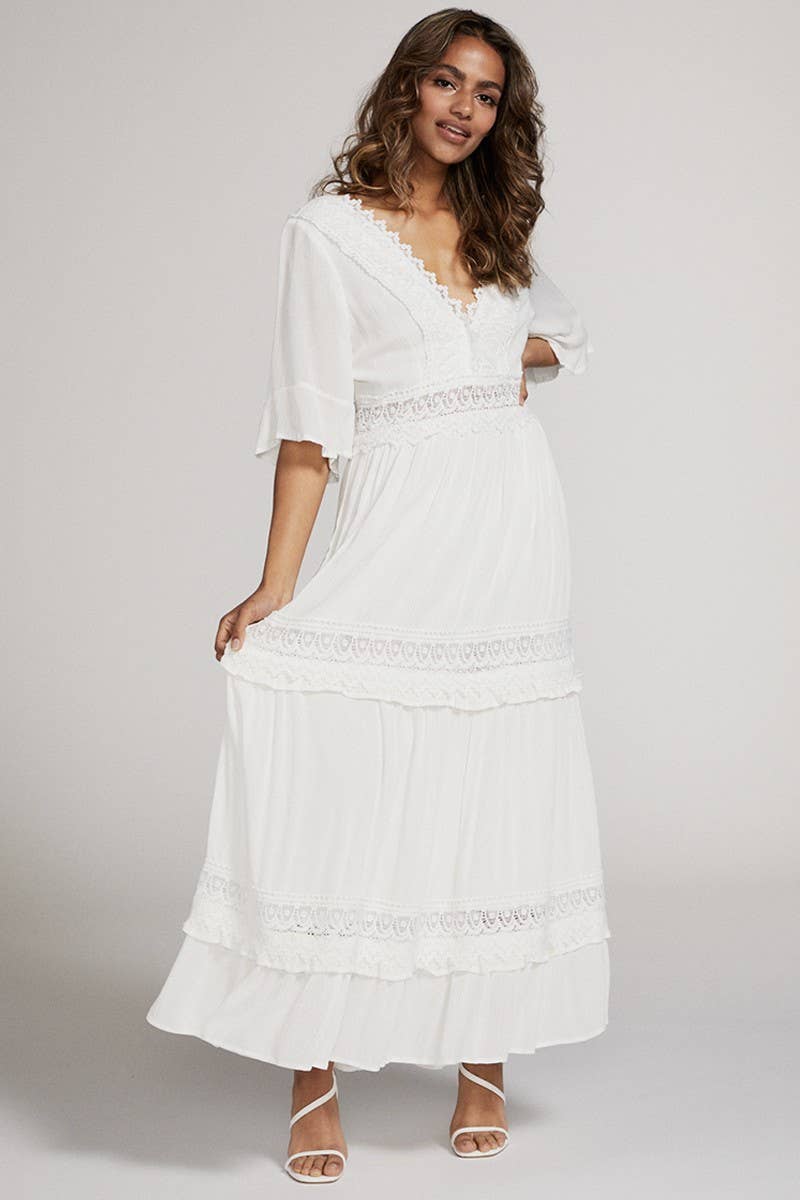 Lace Trimmed Maxi Dress