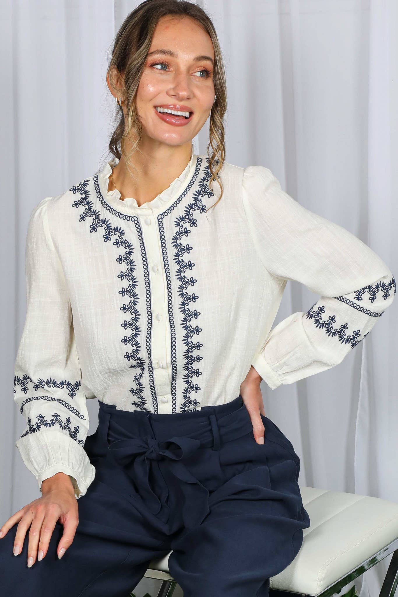 Ruffle Neck Top