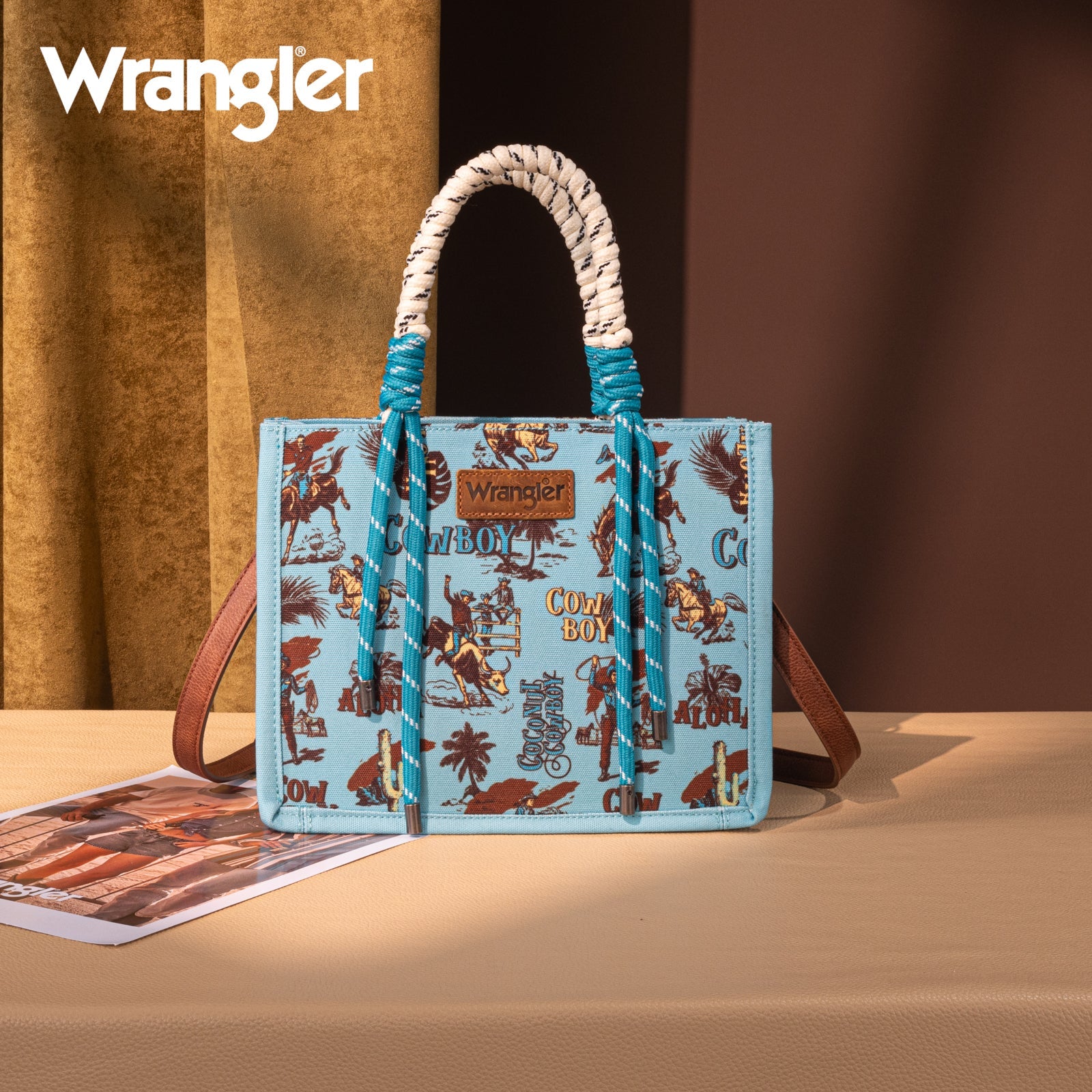 Wrangler Cowboy Print Tote - Turquoise
