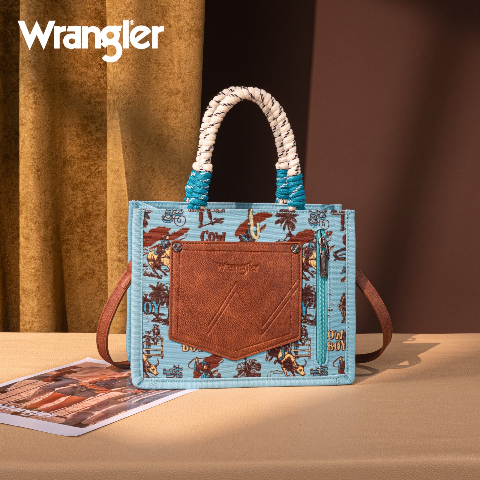 Wrangler Cowboy Print Tote - Turquoise