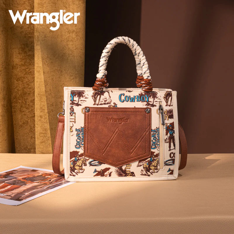 Wrangler Cowboy Print Tote - Tan