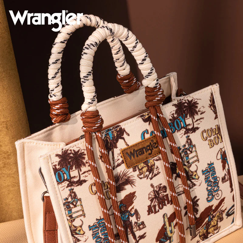 Wrangler Cowboy Print Tote - Tan