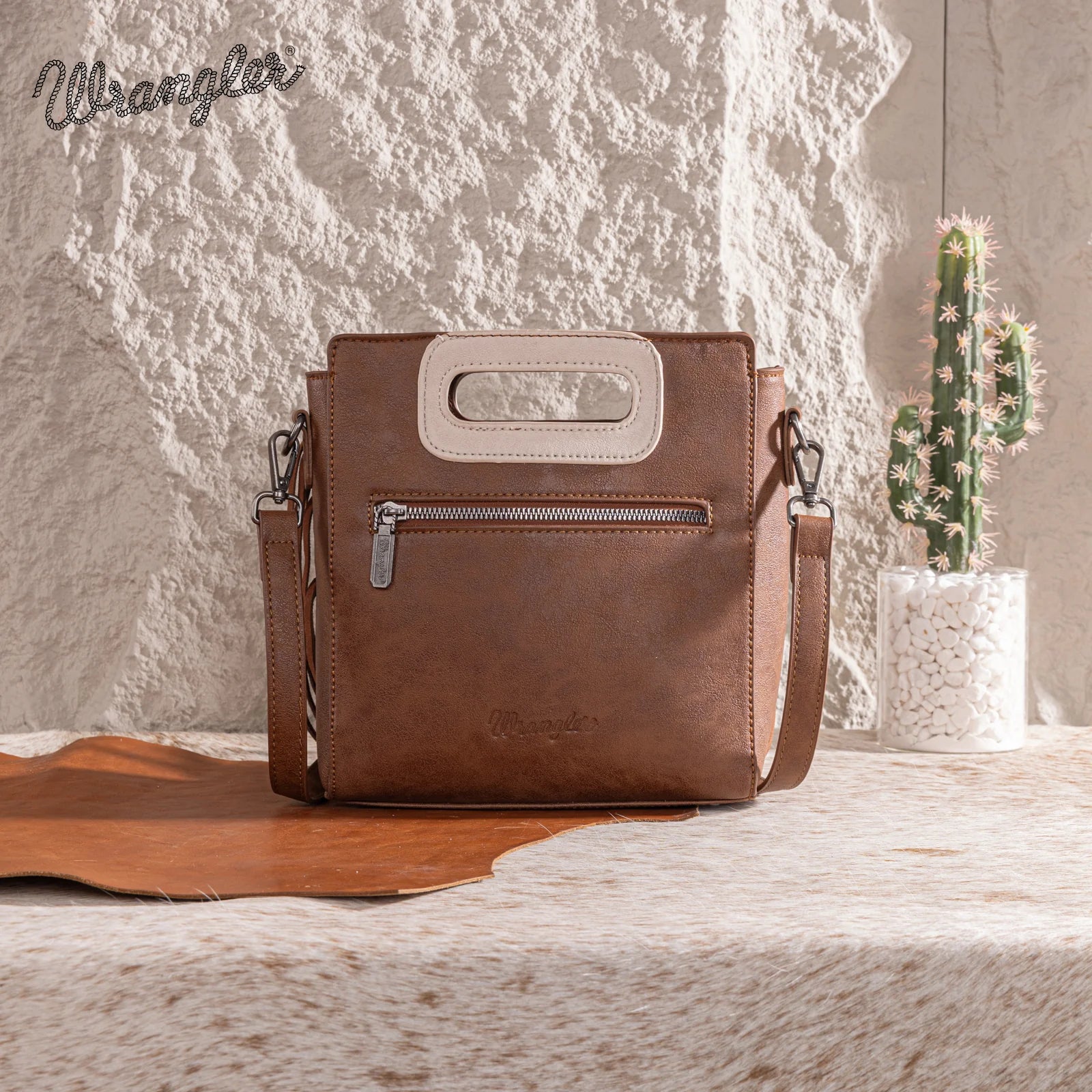 Boot Scroll Fringe Tote - Coffee