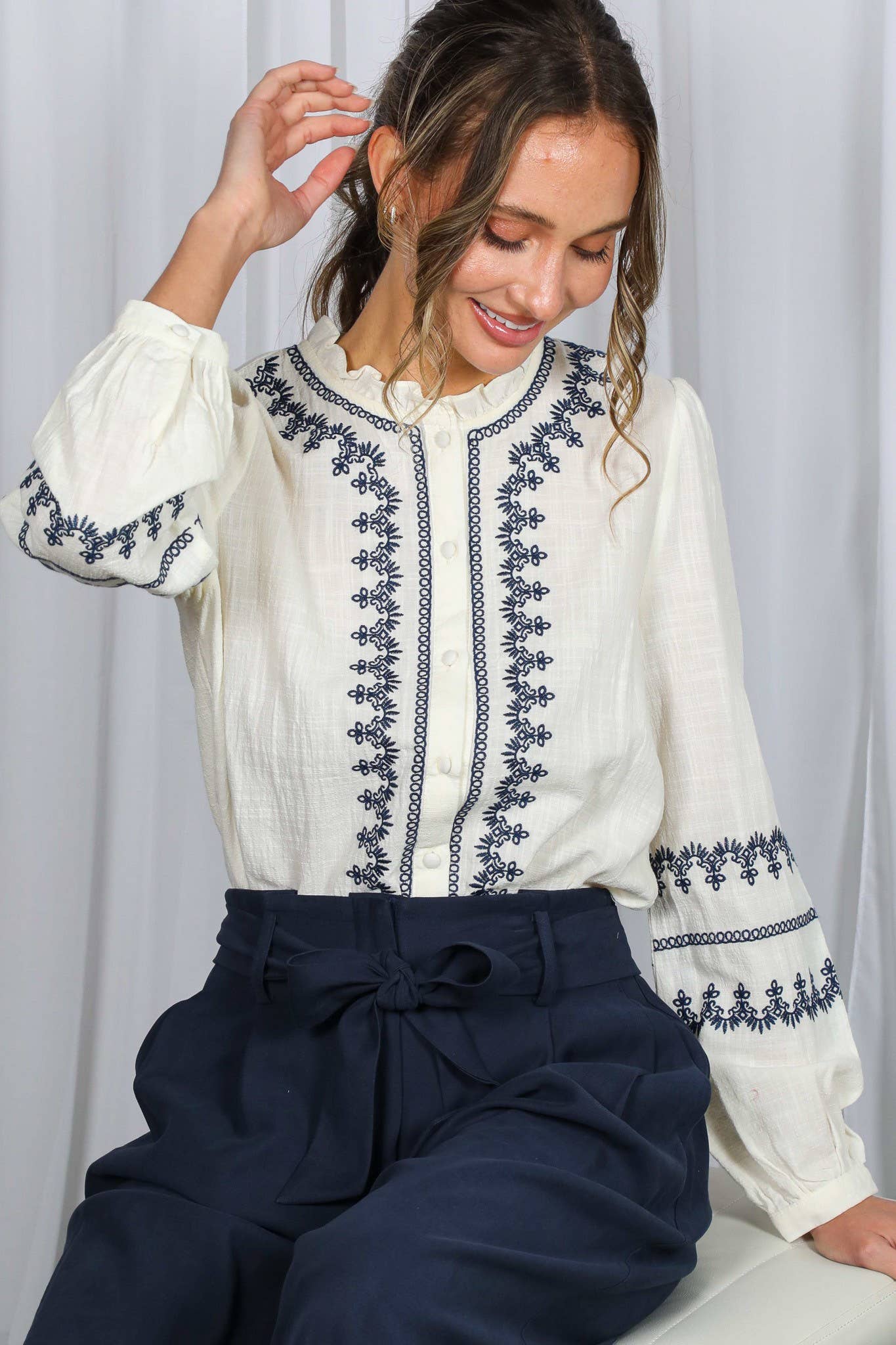 Ruffle Neck Top