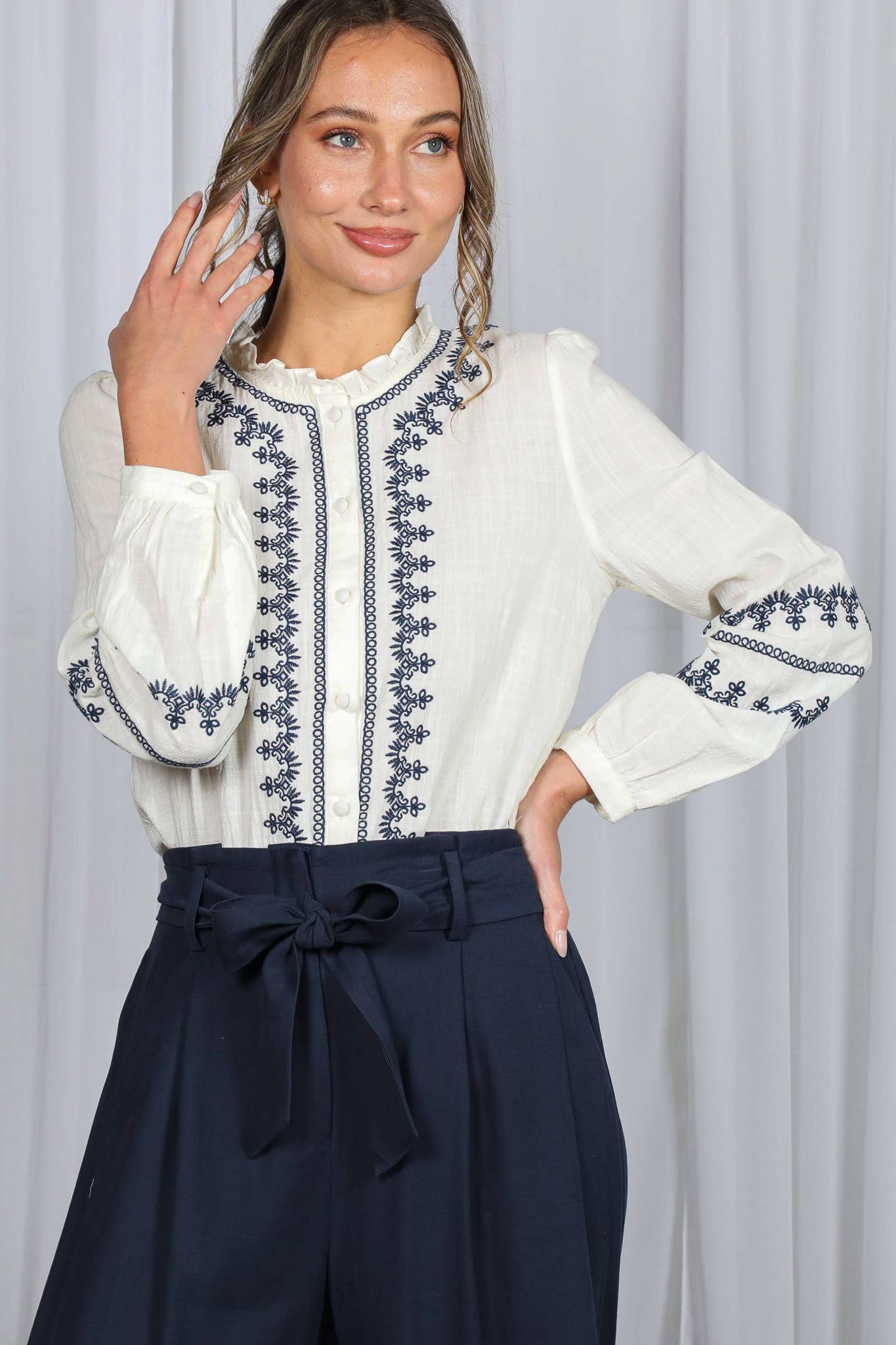Ruffle Neck Top