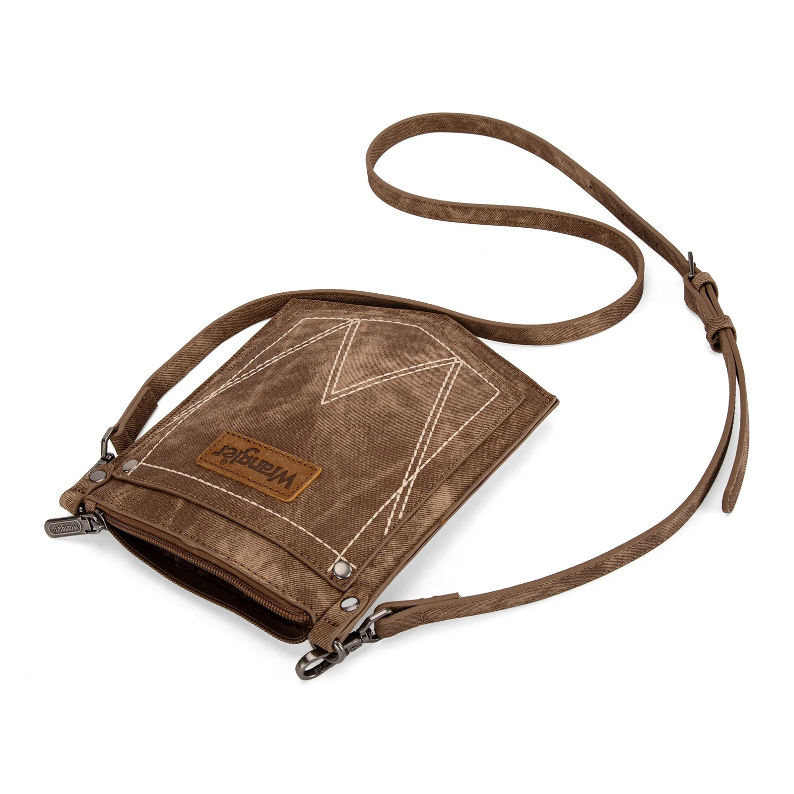 'W' Stitch Denim Pocket Bag - Brown