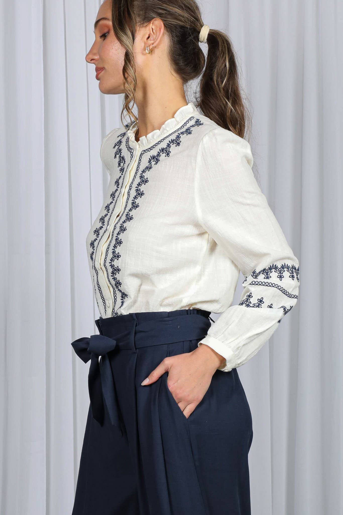 Ruffle Neck Top