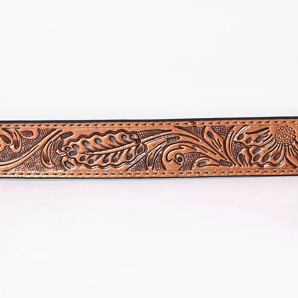 Floral Tooled Leather Belt