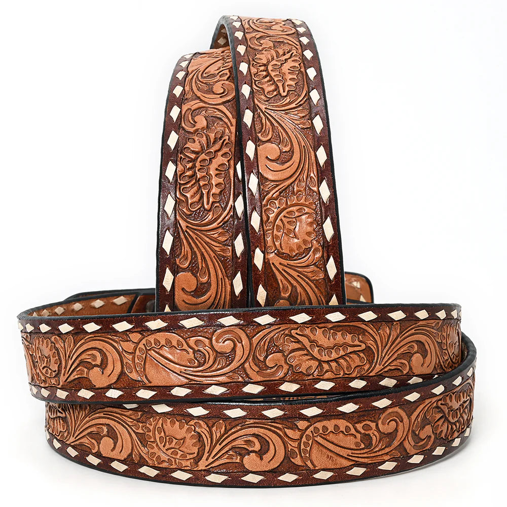 Tooled Filigree Leather Belt
