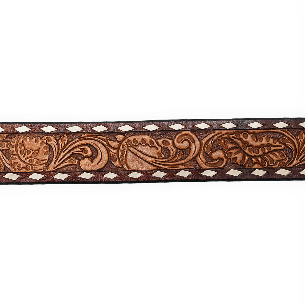 Tooled Filigree Leather Belt