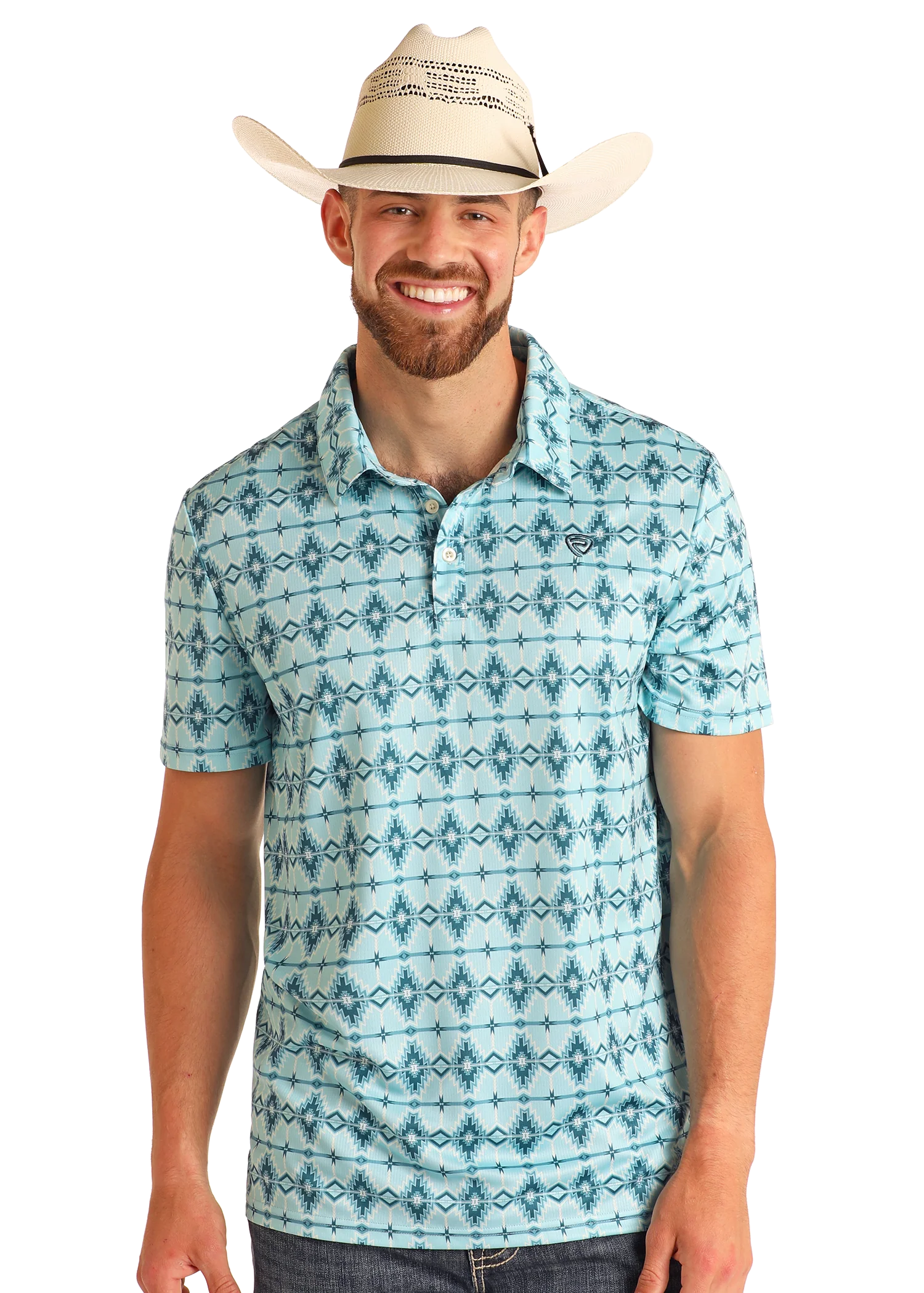 Aqua Aztec Polo