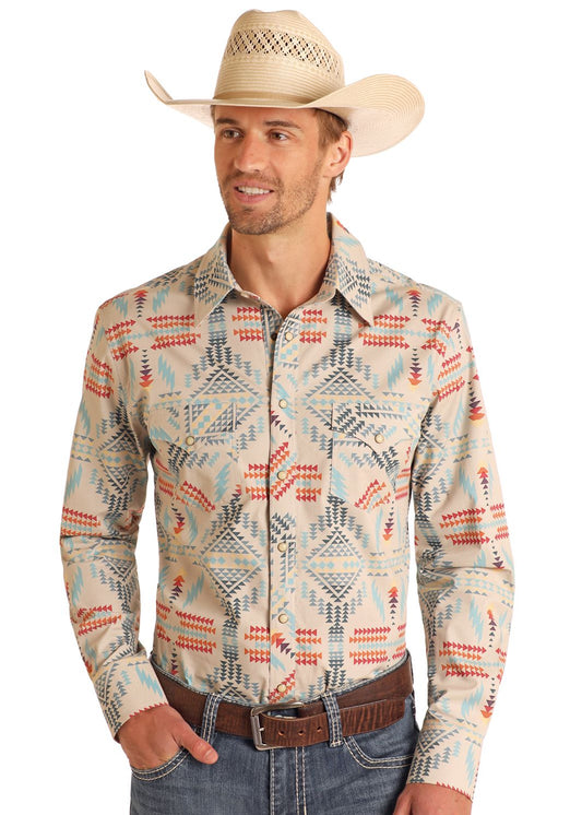 Aztec Long Sleeve Snap Shirt