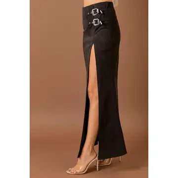 Buckle Maxi Skirt - Black