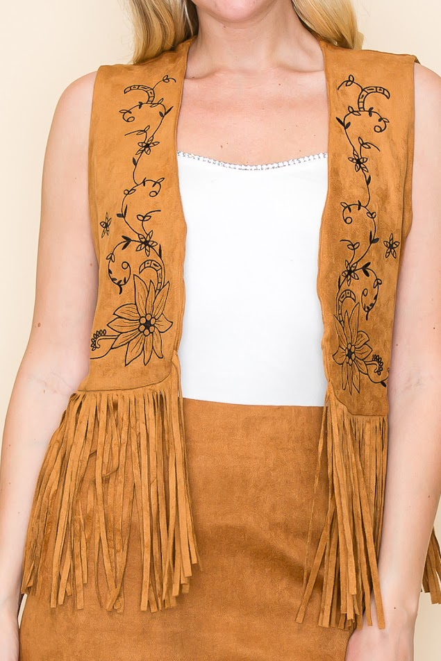 Camel Embroidered Vest