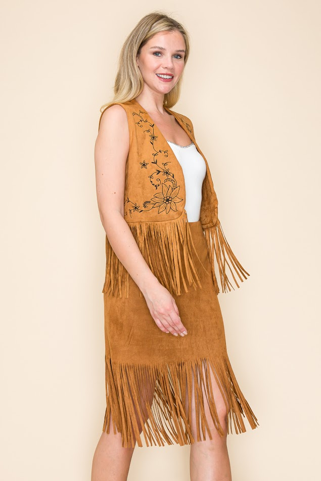 Camel Embroidered Vest