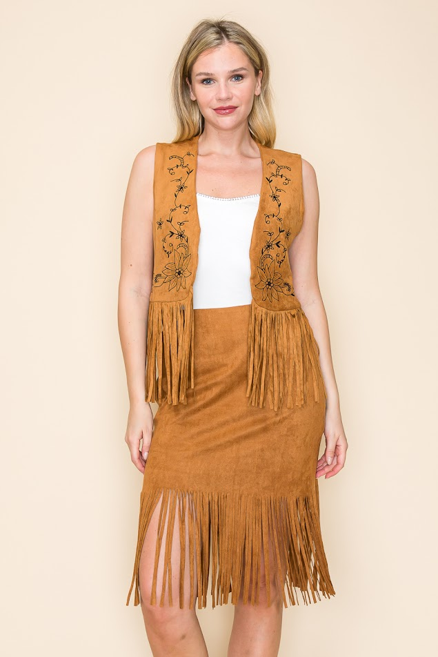 Camel Embroidered Vest