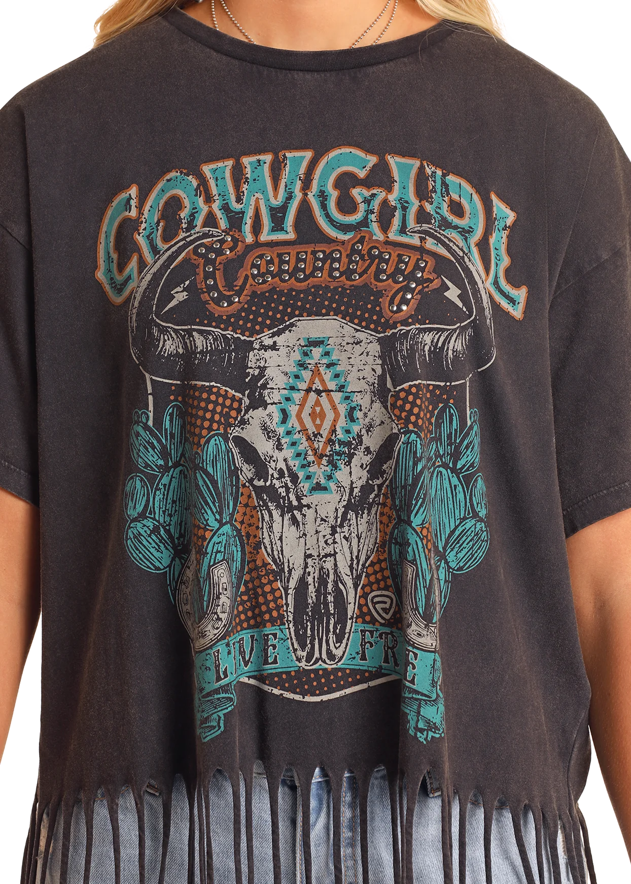 Studded Cowgirl Fringe Tee