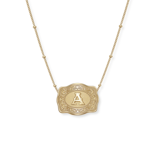 Mini Belt Buckle Necklace (Initial)