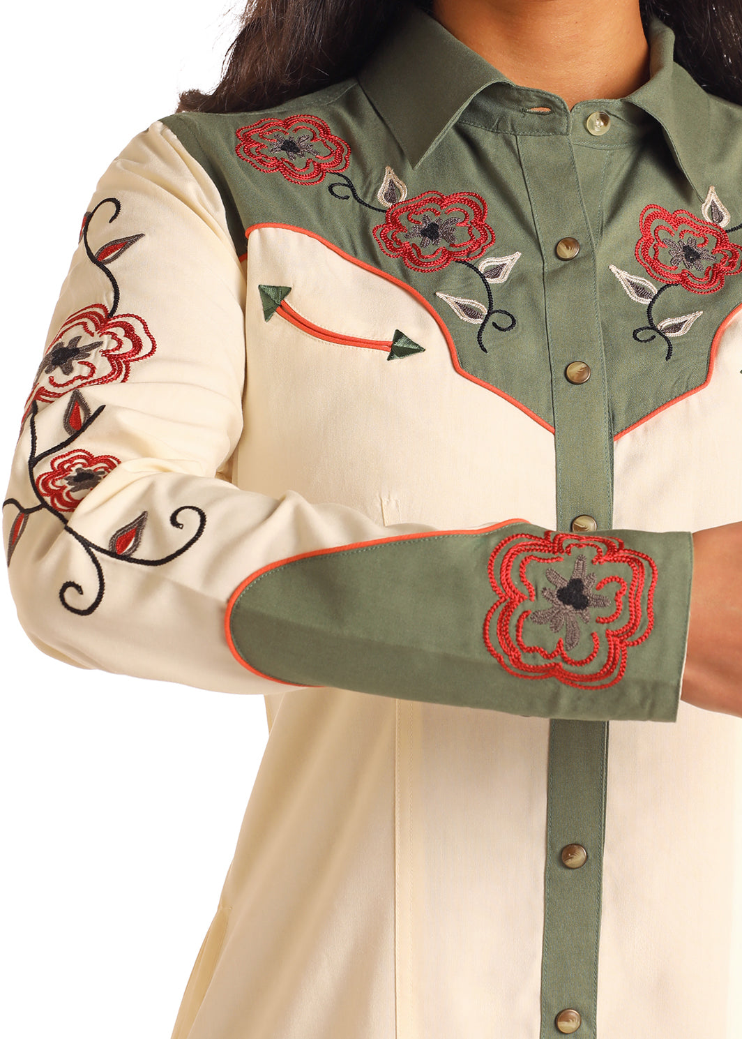 Retro Floral Embroidered Shirt Dress