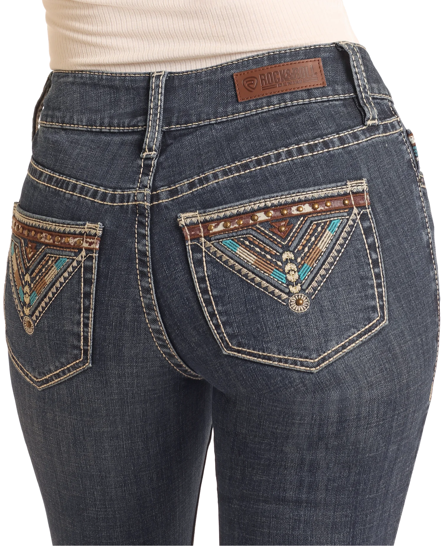 Mid Rise Embroidered Bootcut Jeans