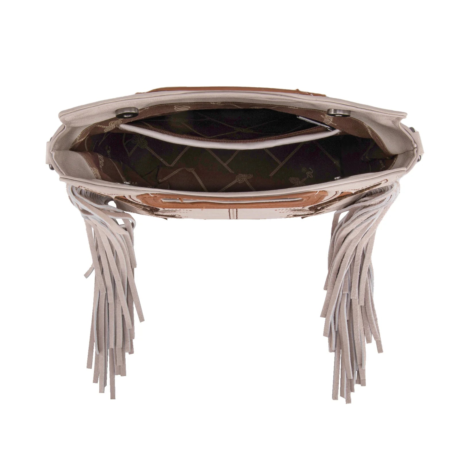 Boot Scroll Fringe Tote - Beige