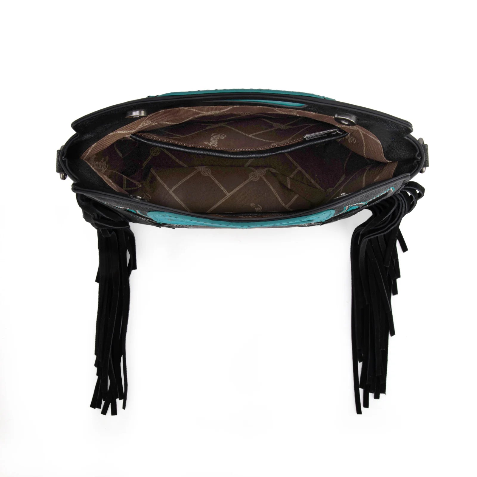 Boot Scroll Fringe Tote - Black