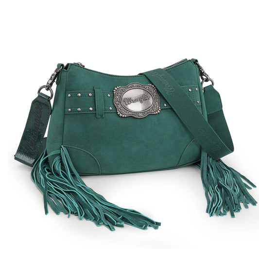 Wrangler Fringe Buckle Hobo Bag - Turquoise