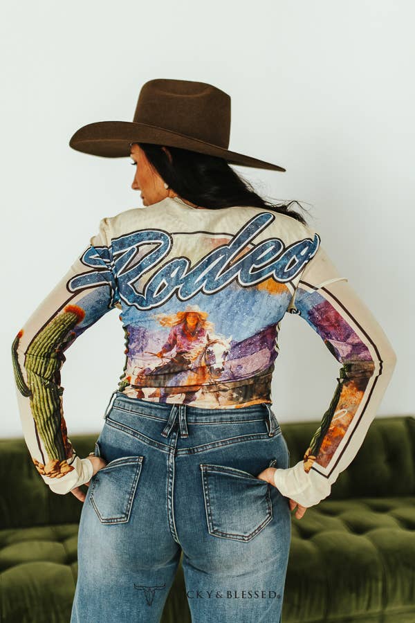 Plus Size Rodeo Mesh Top