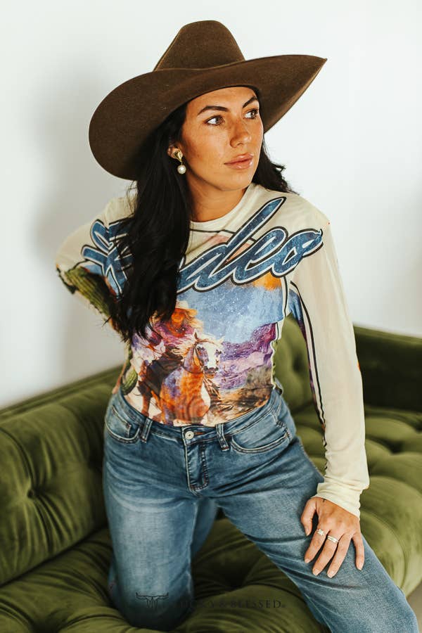 Plus Size Rodeo Mesh Top