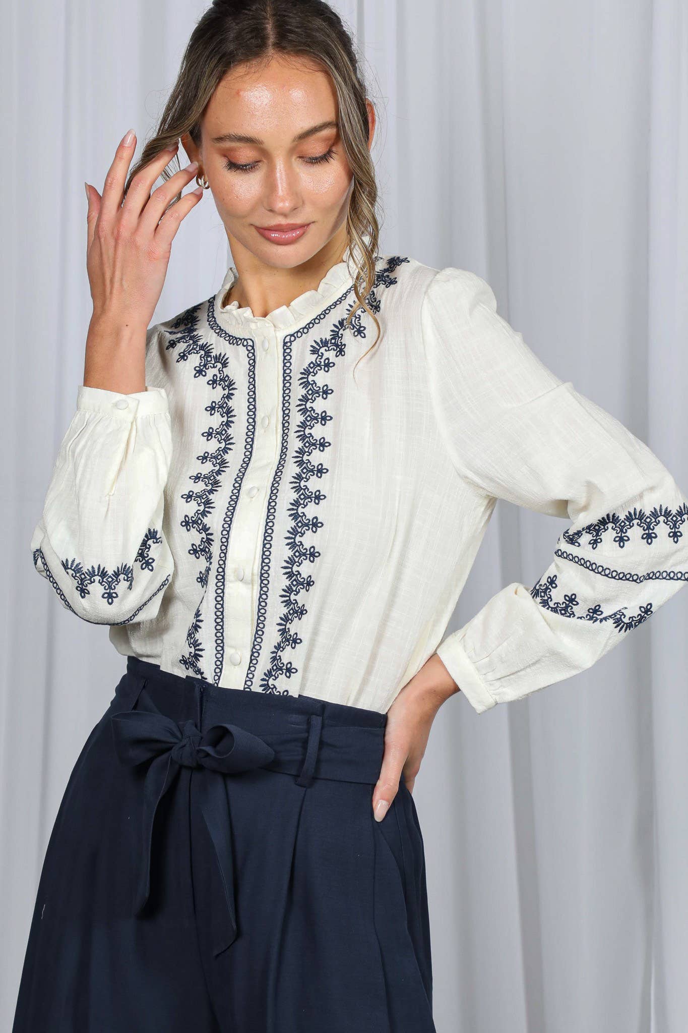 Ruffle Neck Top
