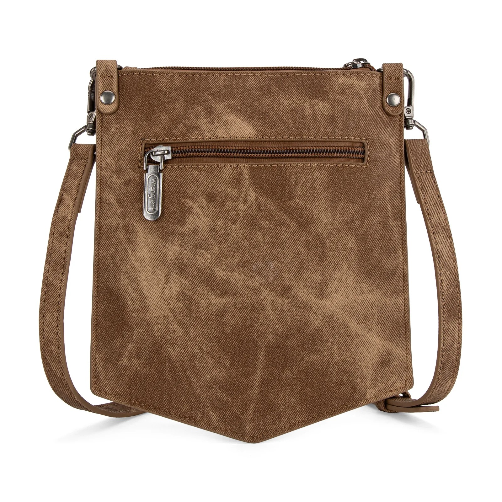 'W' Stitch Denim Pocket Bag - Brown