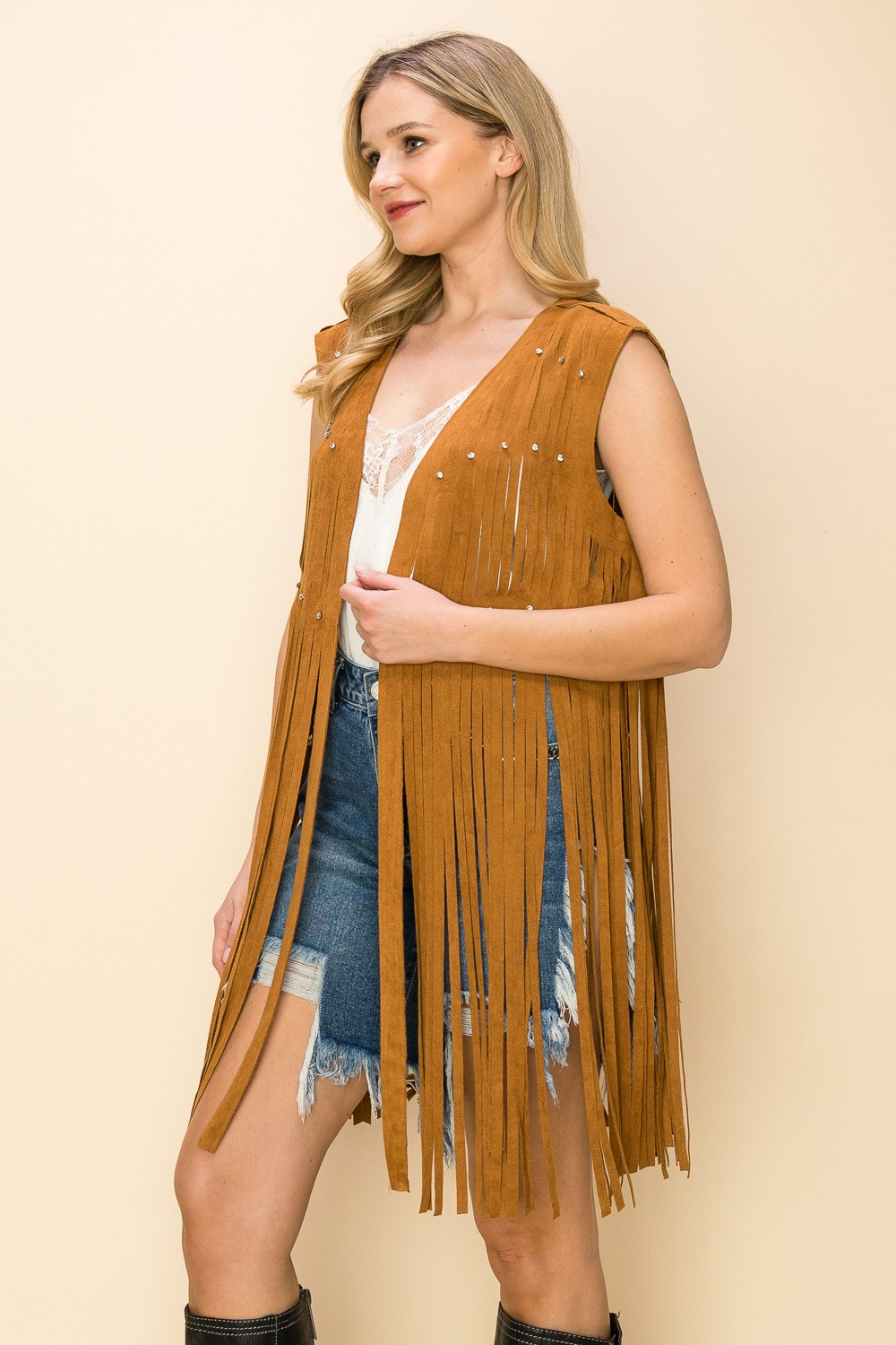 Camel Embellished Vest