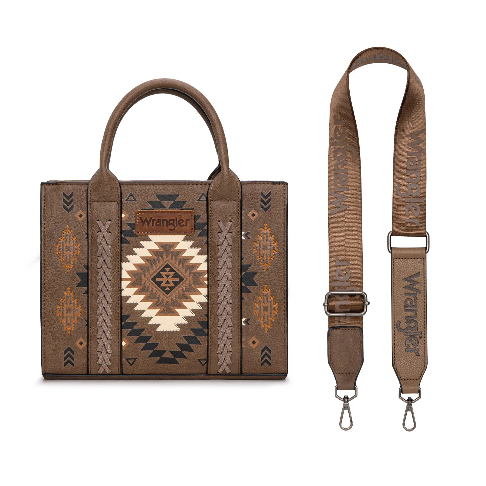 Aztec Pattern Tote - Soft Khaki