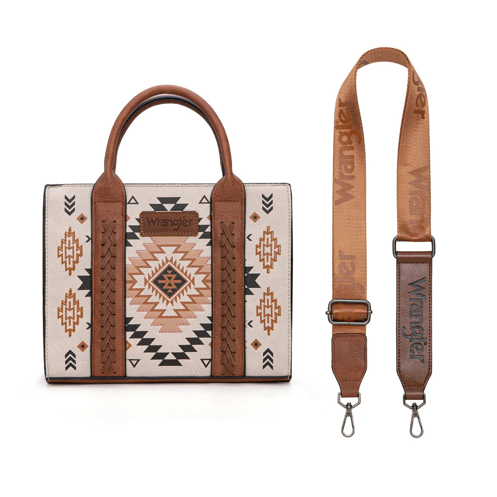 Aztec Pattern Tote - Tan
