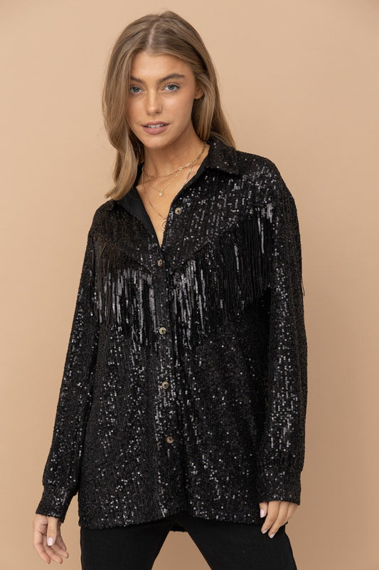 Sequin Fringe Western Shirt