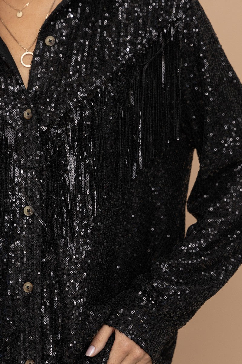 Sequin Fringe Western Shirt