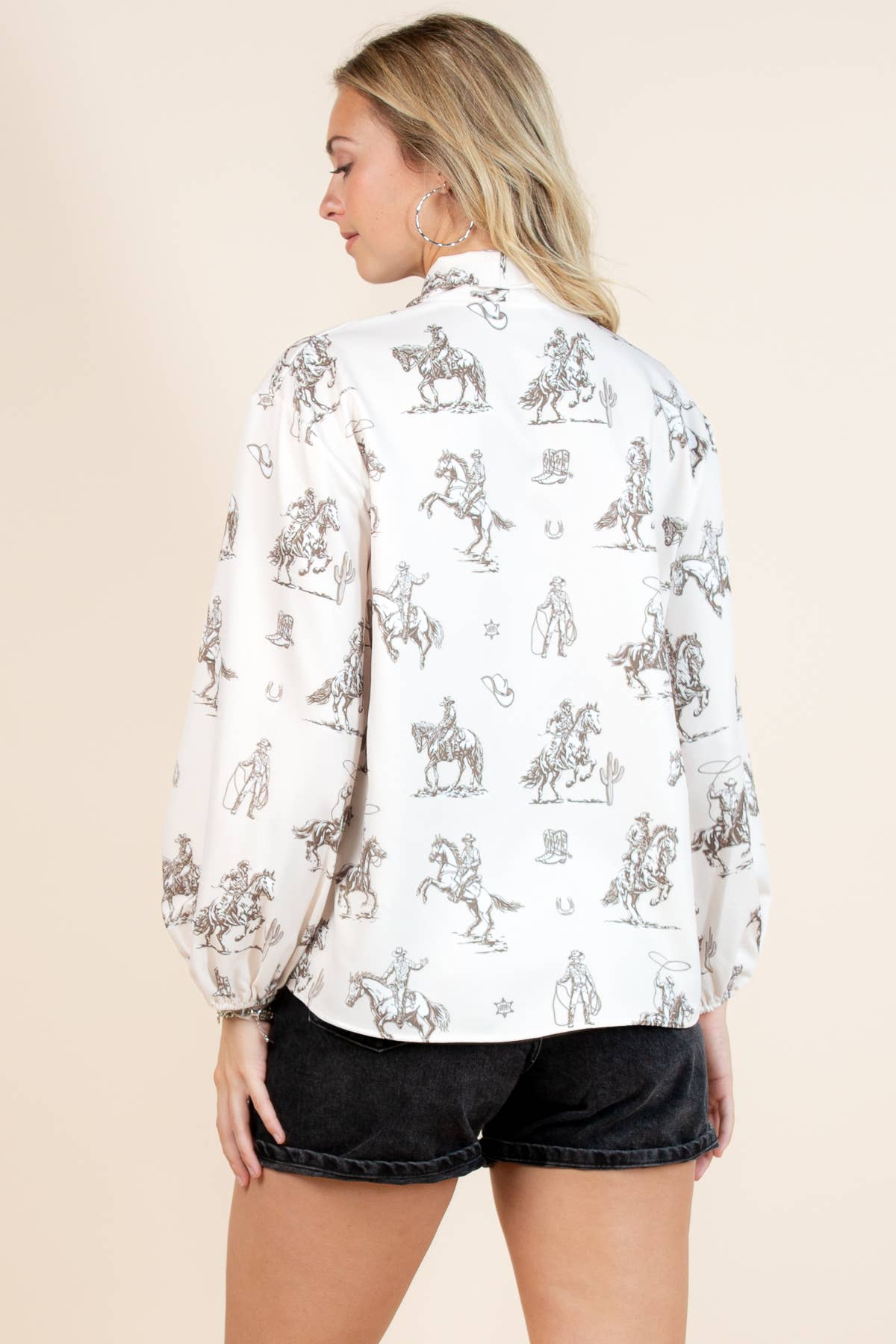 Sheriff Cowboy Print Blouse