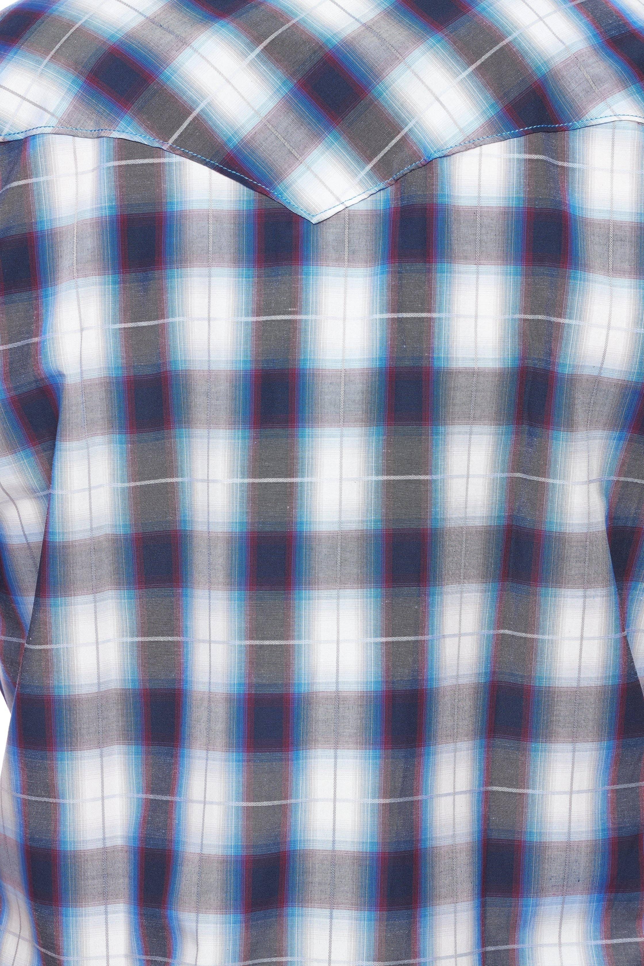 Men's Blue Plaid Western Snap Shirt
