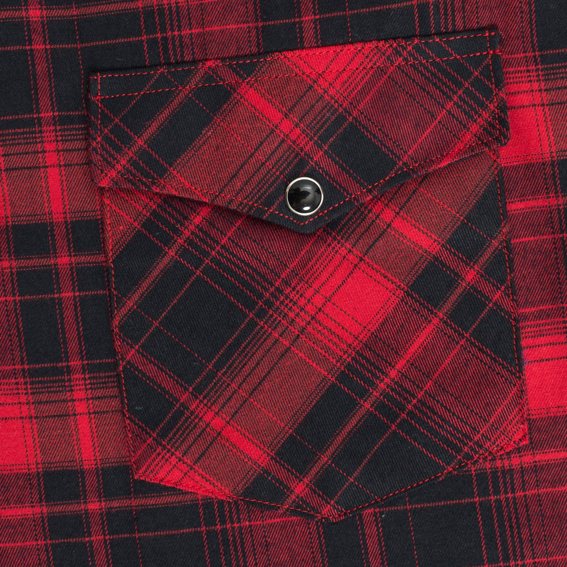 Western Long Sleeve Flannel Shirt - Red Plaid