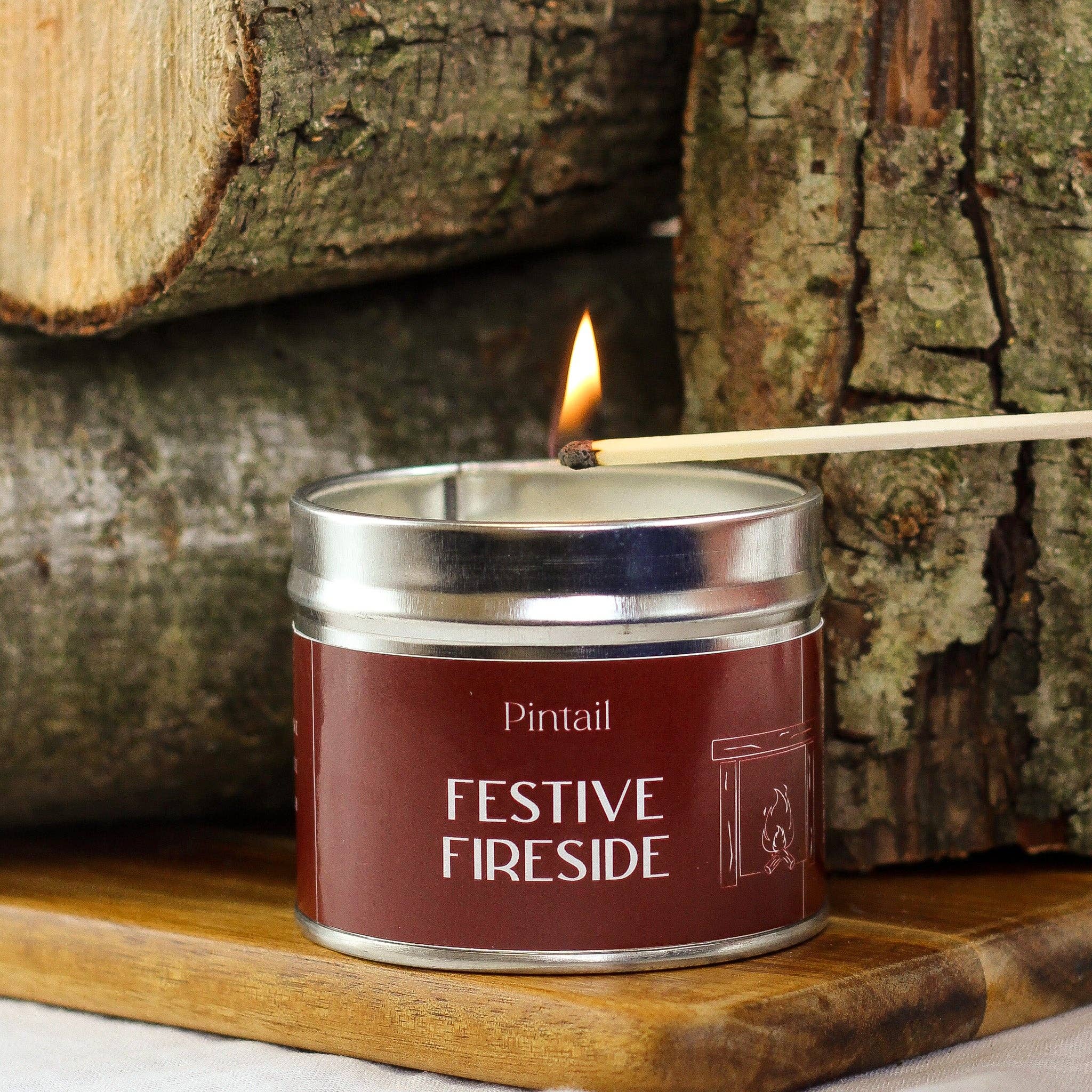 Festive Fireside Classic Tin Candle