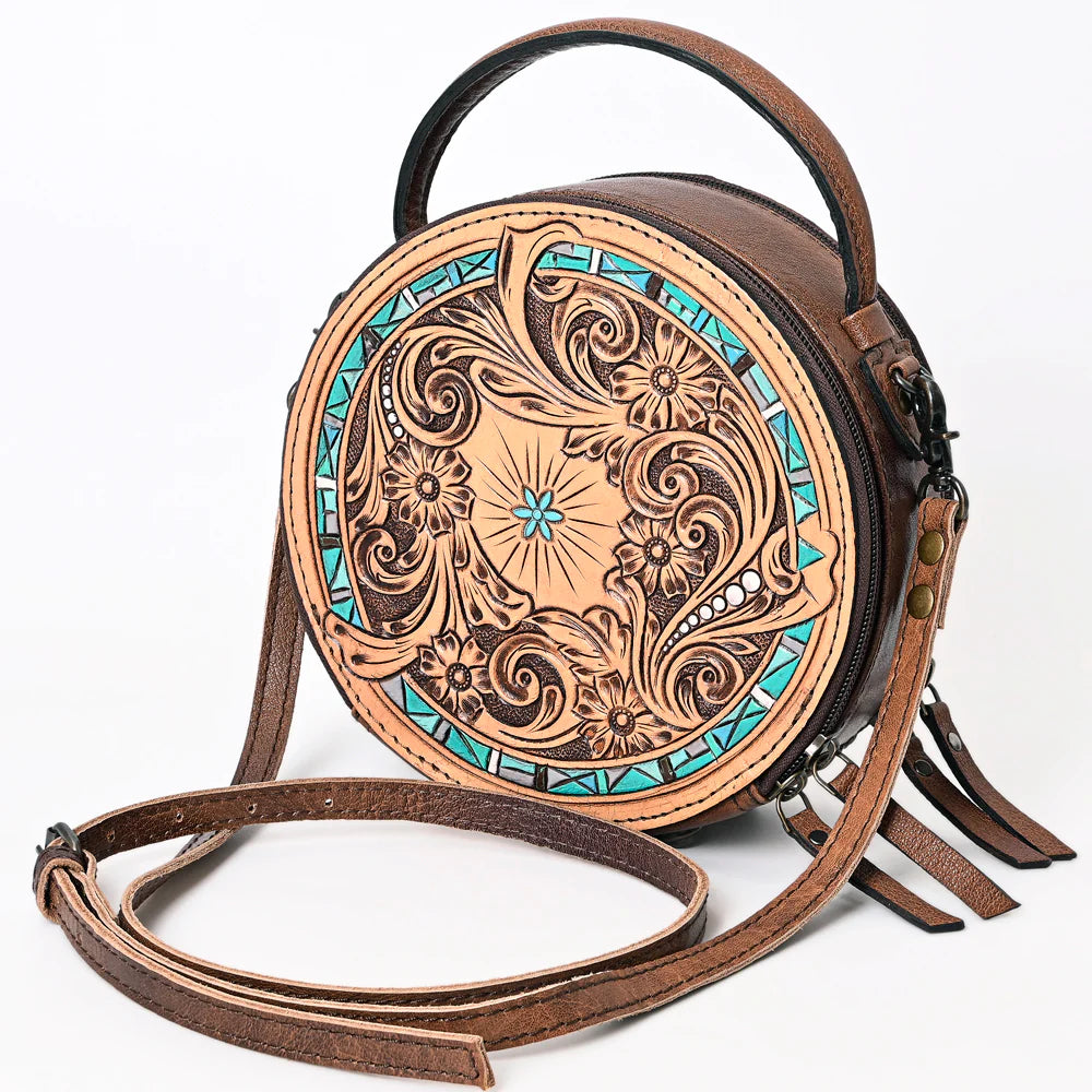 Tooled Leather Canteen Bag