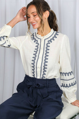 Ruffle Neck Top