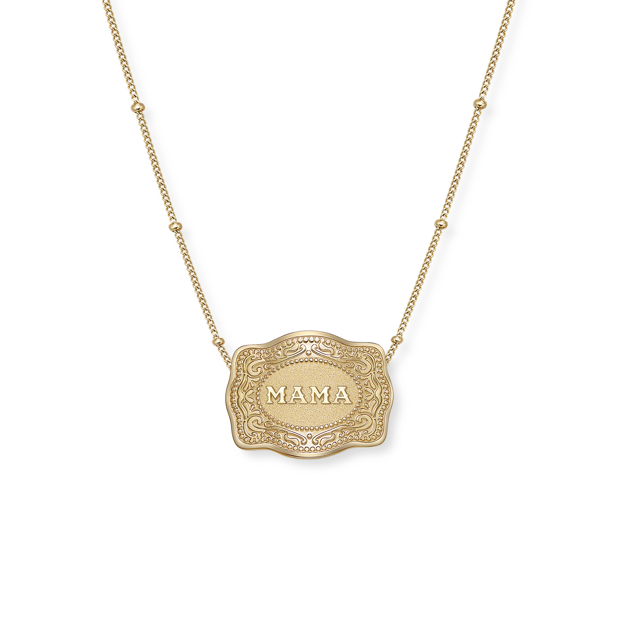 Mini Belt Buckle Necklace (Mama) - Gold