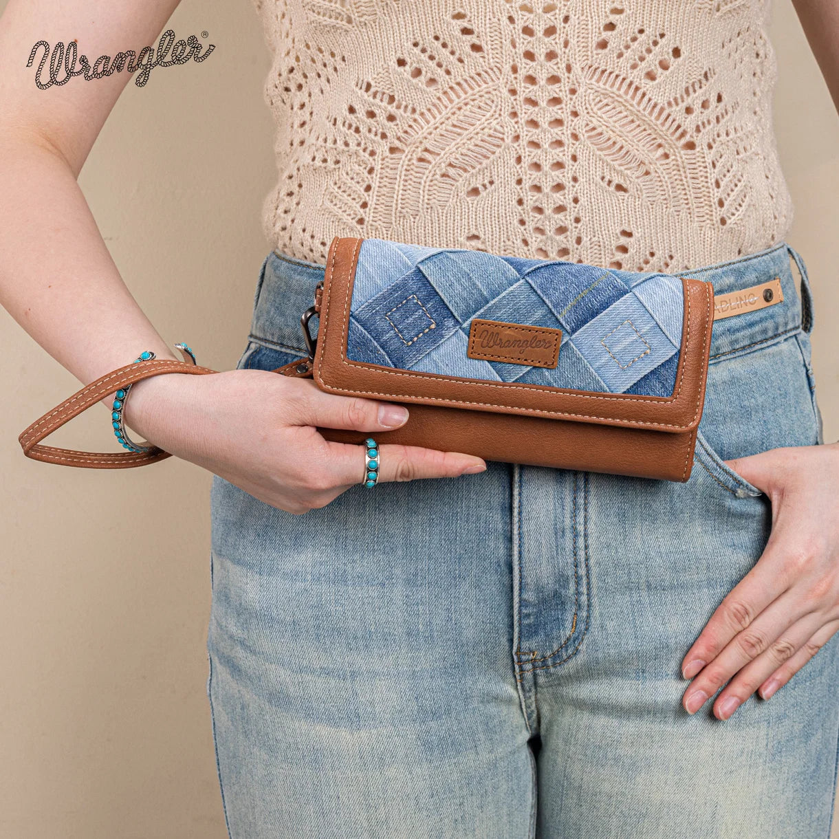 Wrangler Woven Denim Wristlet Wallet