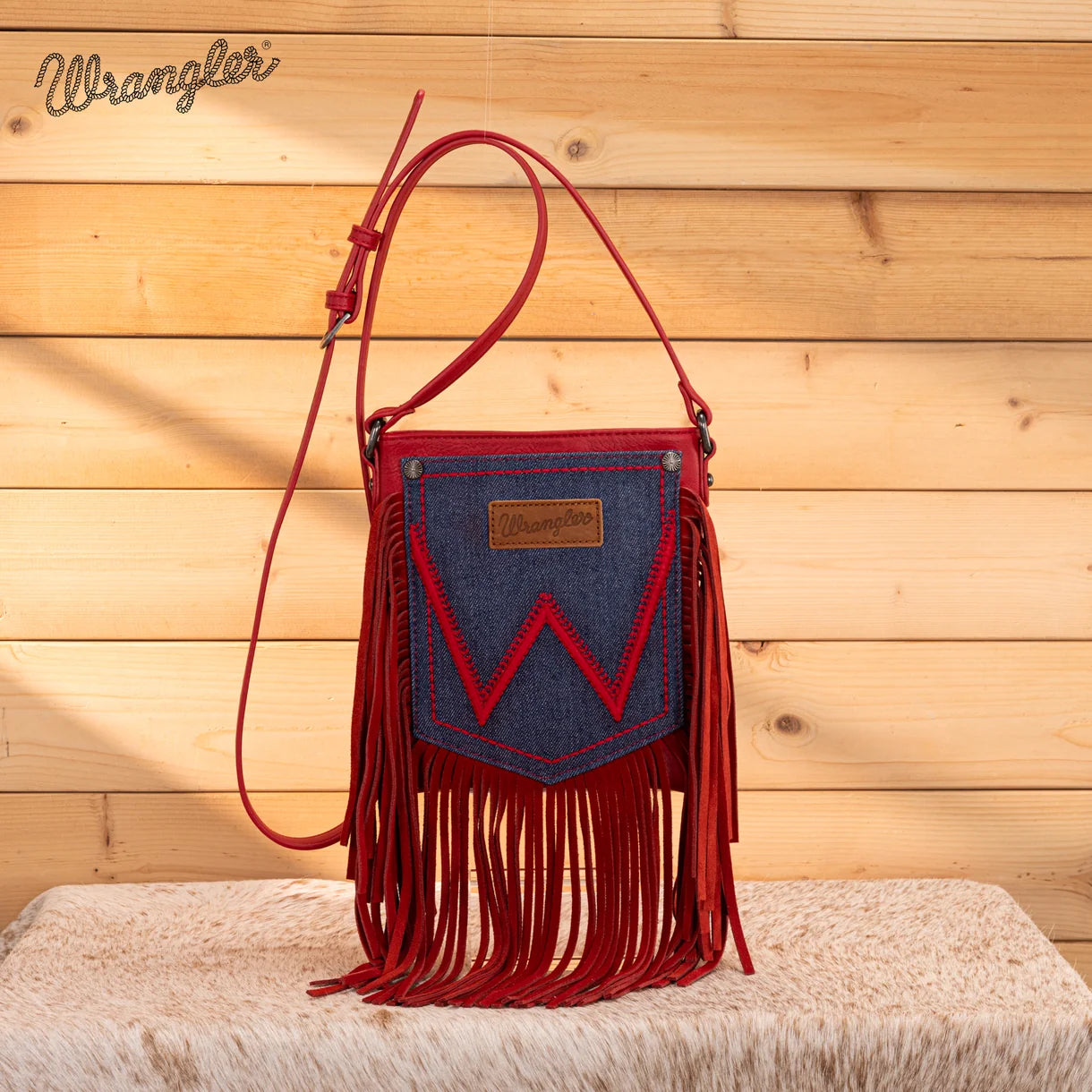 Wrangler Denim Fringe Crossbody Bag