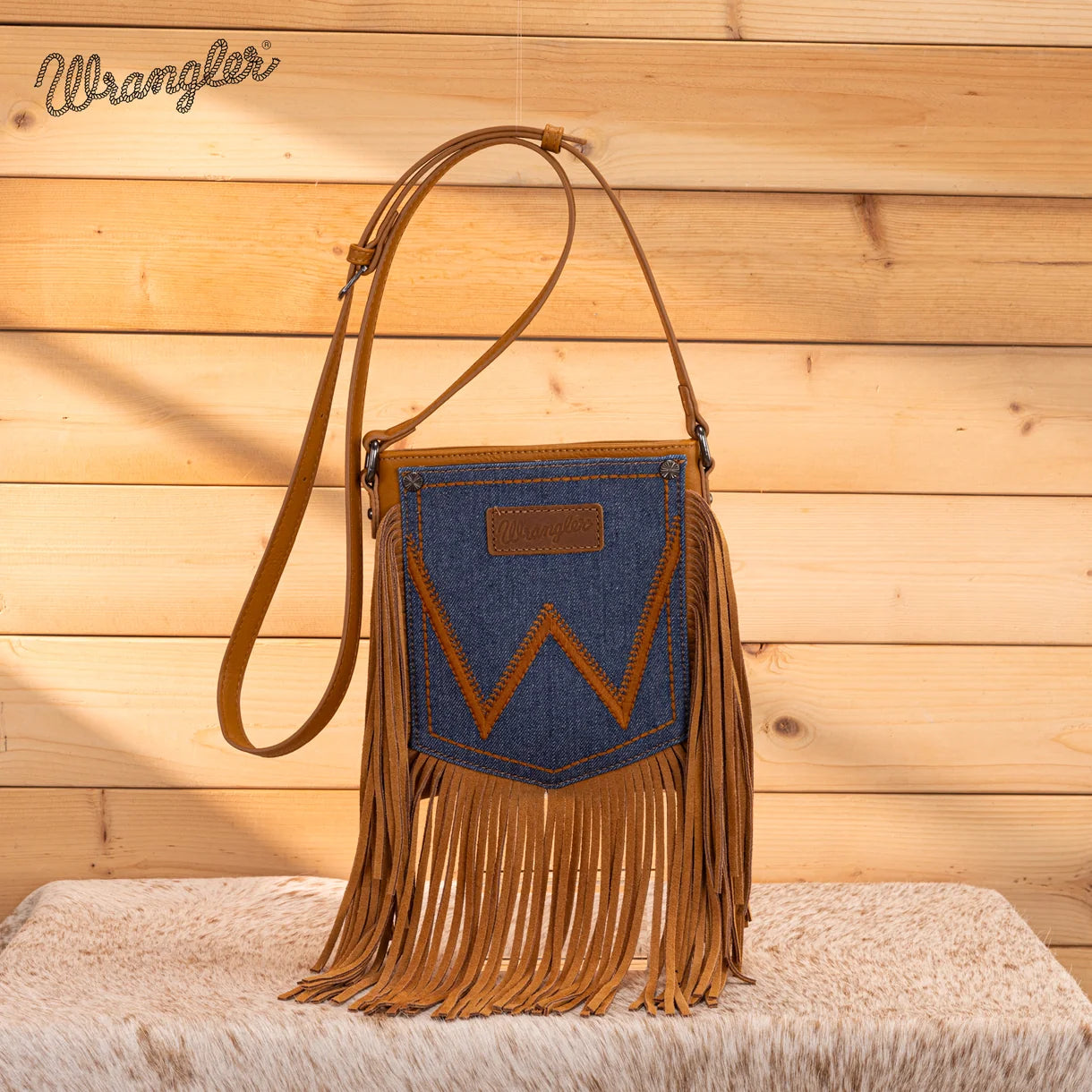 Wrangler Denim Fringe Crossbody Bag