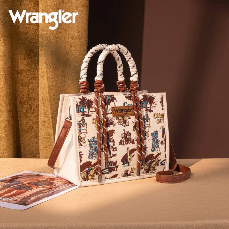 Wrangler Cowboy Print Tote - Tan