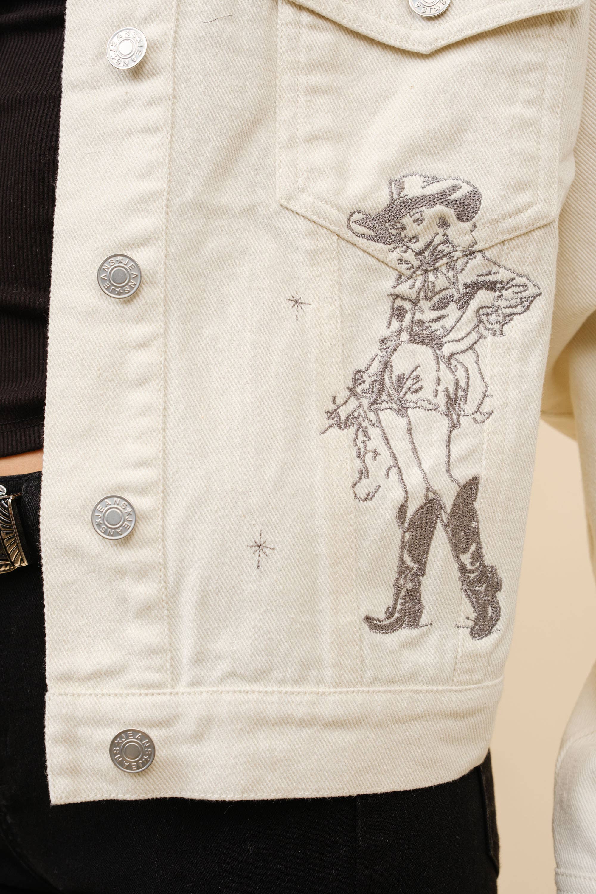 Cowgirl Embroidered Trucker Jacket