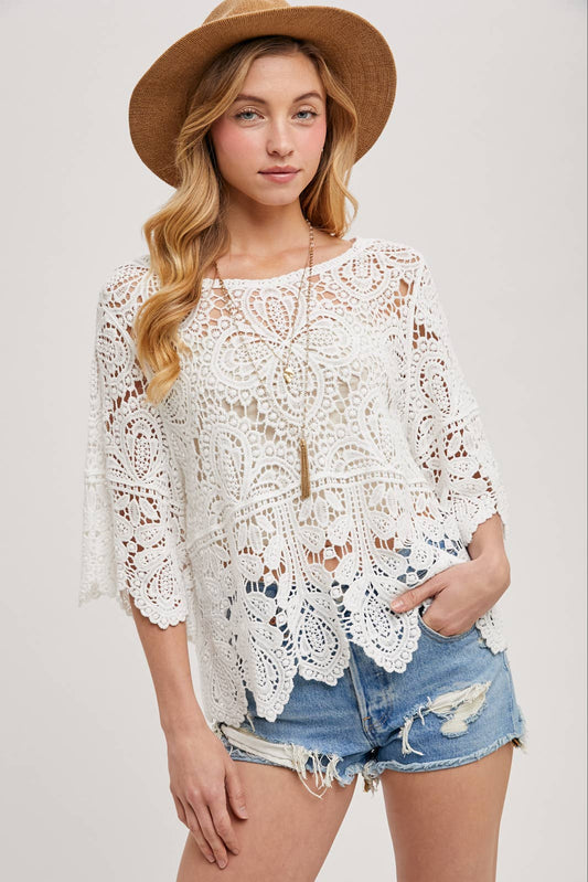 Crochet Lace Top - White